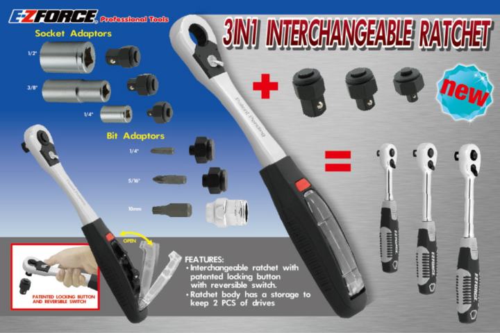 3-IN-1 Interchangeable Ratchet Set