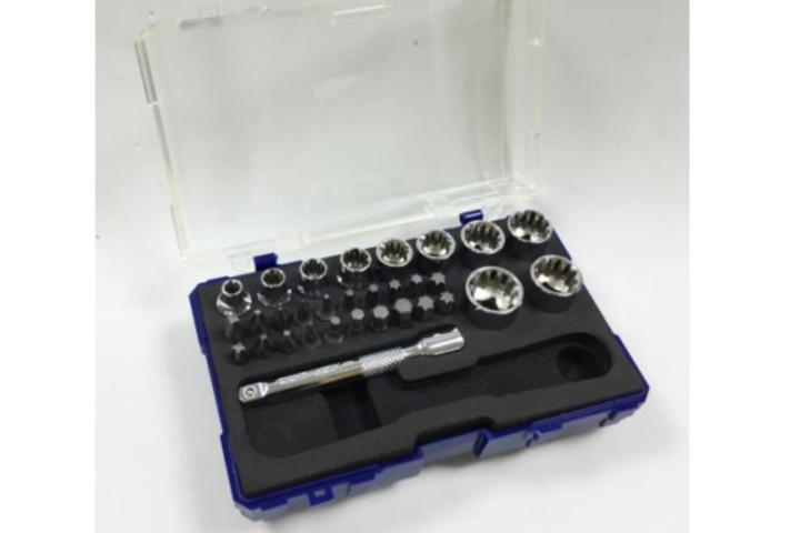 32pcs 1/4” Dr. Low Profile Spline Socket Wrench Set