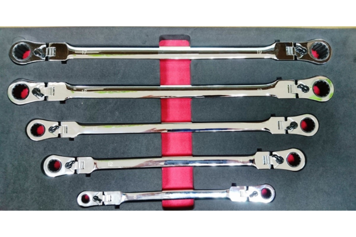 5pcs XL Double Box Locking Flexible Ratcheting Wrench Set